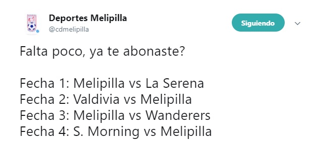 MELIPILLA CUATRO PRIMERAS FECHAS