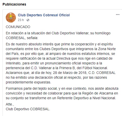 COBRESAL APOYO A VALLENAR