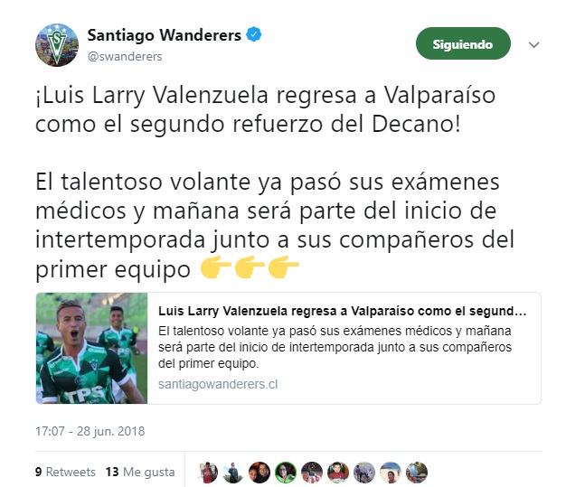 VALENZUELA A WANDERERS