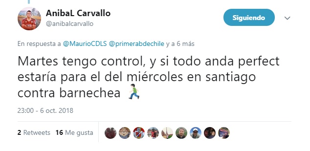 CARVALLO PODRÍA LLEGAR