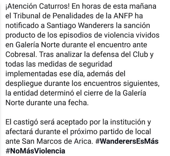 COMUNICADO SANCIÓN