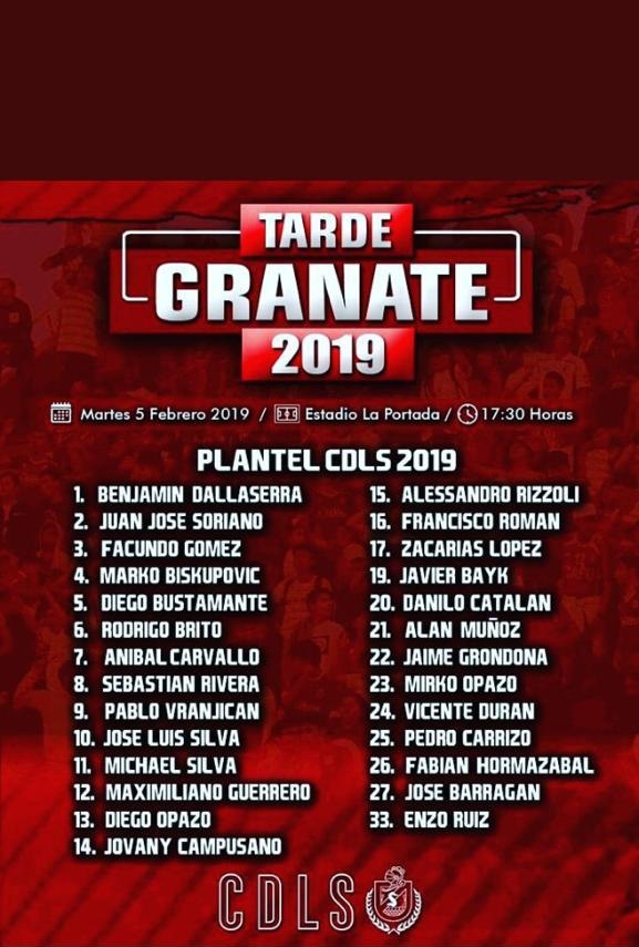 PLANTEL GRANATE 2019