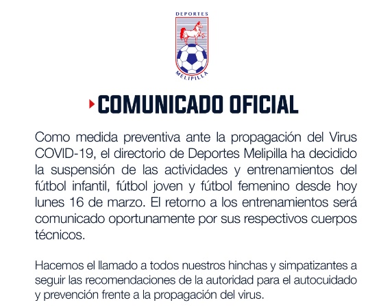 SUSPENSIÓN DEL FÚTBOL JOVEN Y FEMENINO