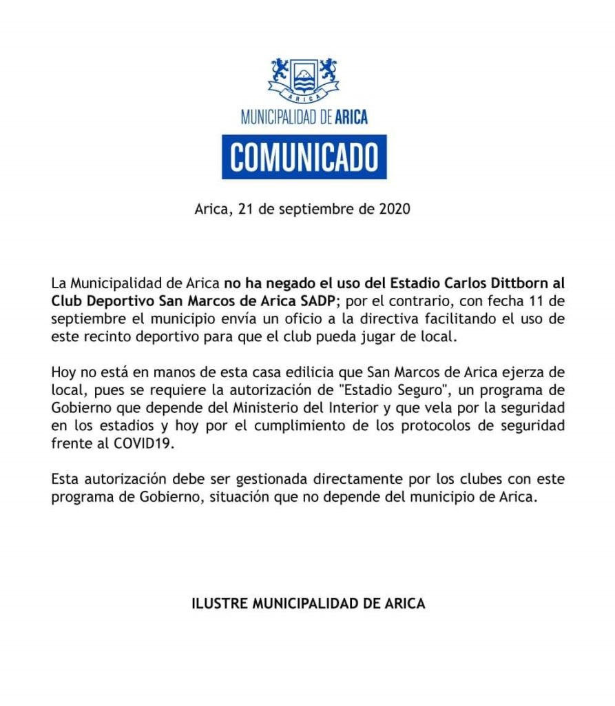 COMUNICADO USO DEL ESTADIO