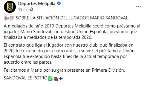 MARIO SANDOVAL PERTENECE A MELIPILLA