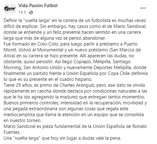 VIDA PASIÓN FÚTBOL MARIO SANDOVAL