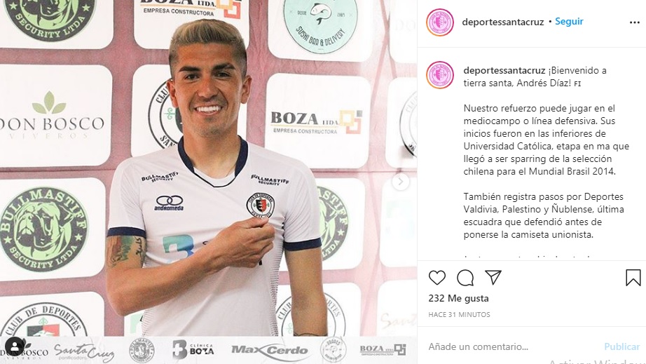 ANDRÉS DÍAZ A DEPORTES SANTA CRUZ