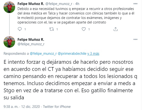 MUÑOZ LE RESPONDE A TRAIPE 2