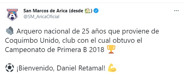 DANIEL RETAMAL A SAN MARCOS