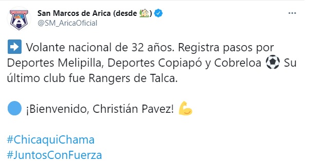 PAVEZ CONFIRMADO