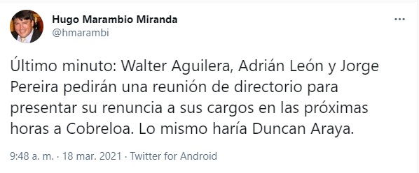 SE VA LA DIRECTIVA DE COBRELOA