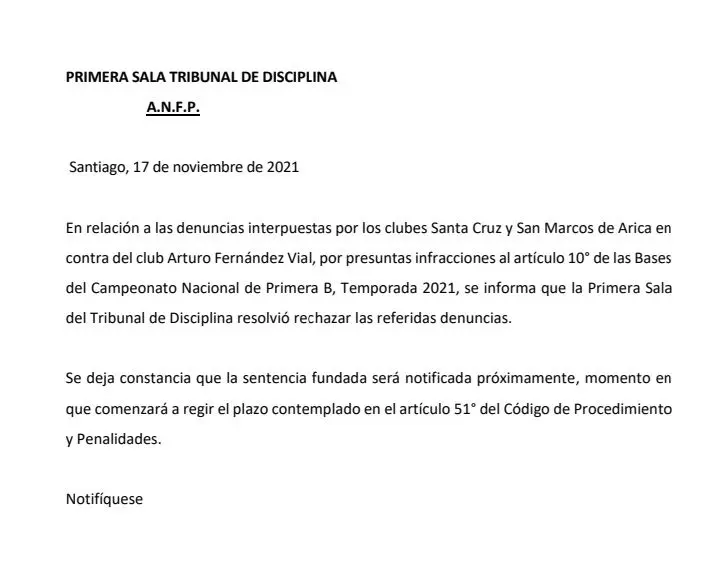 SENTENCIA PRIMERA SALA TRIBUNAL POR DENUNCIA CONTRA FERNÁNDEZ VIAL