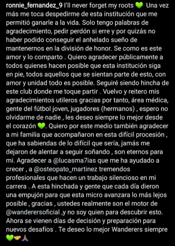 Ronnie Fernández se despide de Wanderers 2021 parte 2