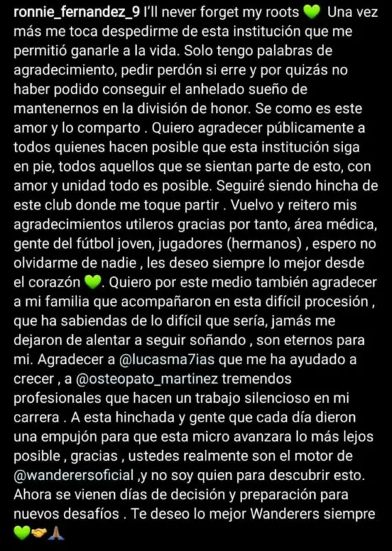 Ronnie Fernández se despide de Wanderers 2021 parte 2