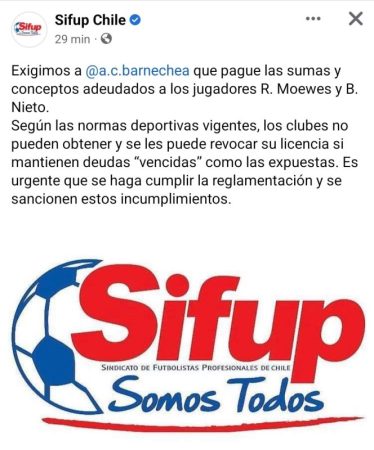 El SIFUP exige a AC Barnechea el pago de sus deudas. 1B 2022 octubre.