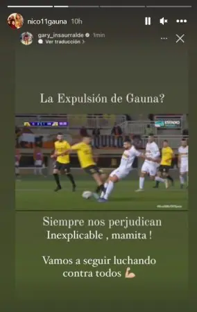 Nicolás Gauna protesta por su expulsión ante San Luis.