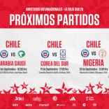 Chile Sub 20 amistosos Corea Nigeria Arabia