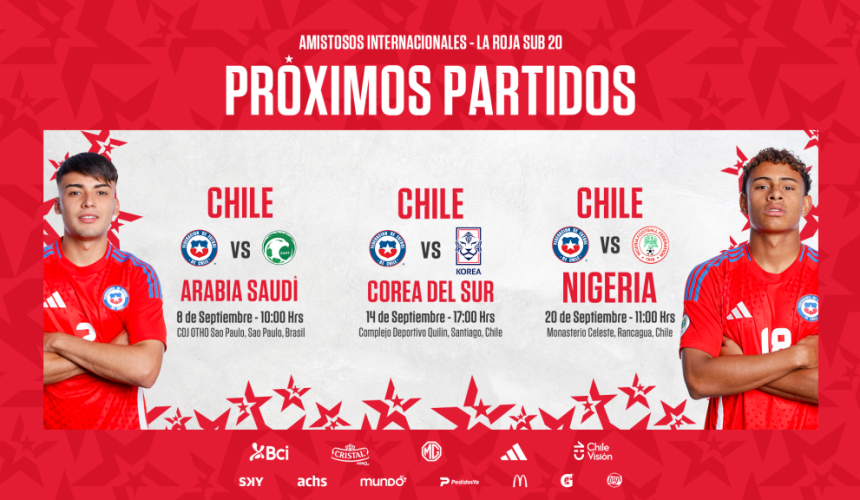 Chile Sub 20 amistosos Corea Nigeria Arabia